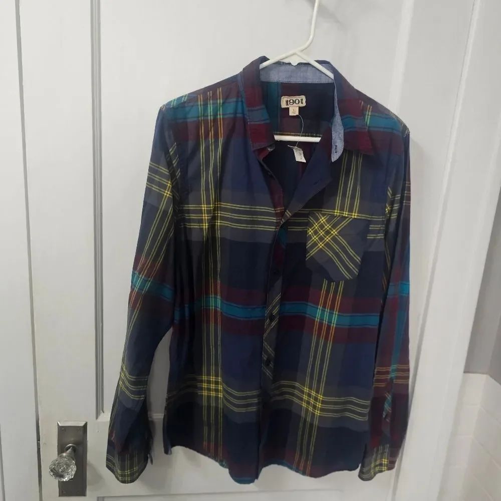 NWT 1901 Button Down Plaid Shirt Sz Large